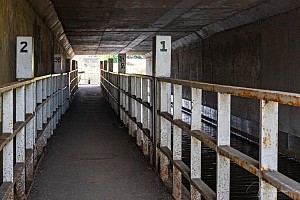 Rochdale Canal | Towpath Floating Pontoon under M62 Motorway Bridge (65B) | 4 April 2023