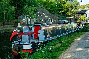 Rochdale Canal | Narrowboats moored at Todmorden Service Station | 27 May 2023