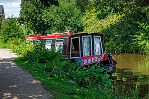 Rochdale Canal | Narrowboat moored between White Lee Bridge (11) and Red Acre Bridge (12) | 29 July 2023