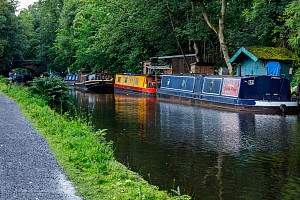 Rochdale Canal | Boats moored between Falling Royd Bridge (14) and Mayroyd Bridge (15) | 30 July 2023